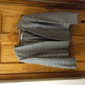 Tahari short jacket, 16w, multi color black, silver and green.